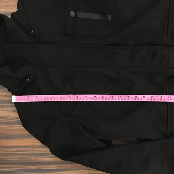 [Novelti] Black Fleece Lined High Collar Hooded Raincoat | L | Good - Picture 4 of 15